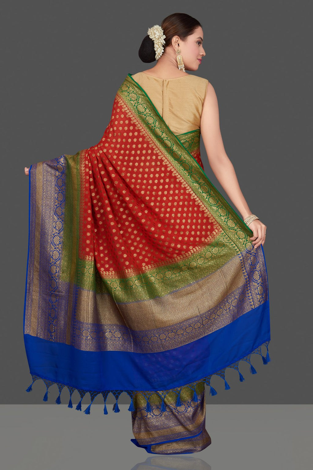 Khaddi Georgette Banarasi Saree - Antique zari