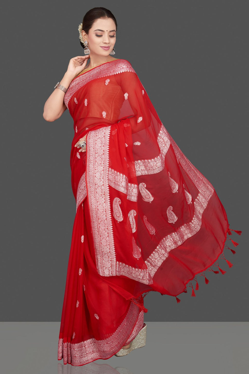 Pure Georgette Handloom Banarasi Saree
