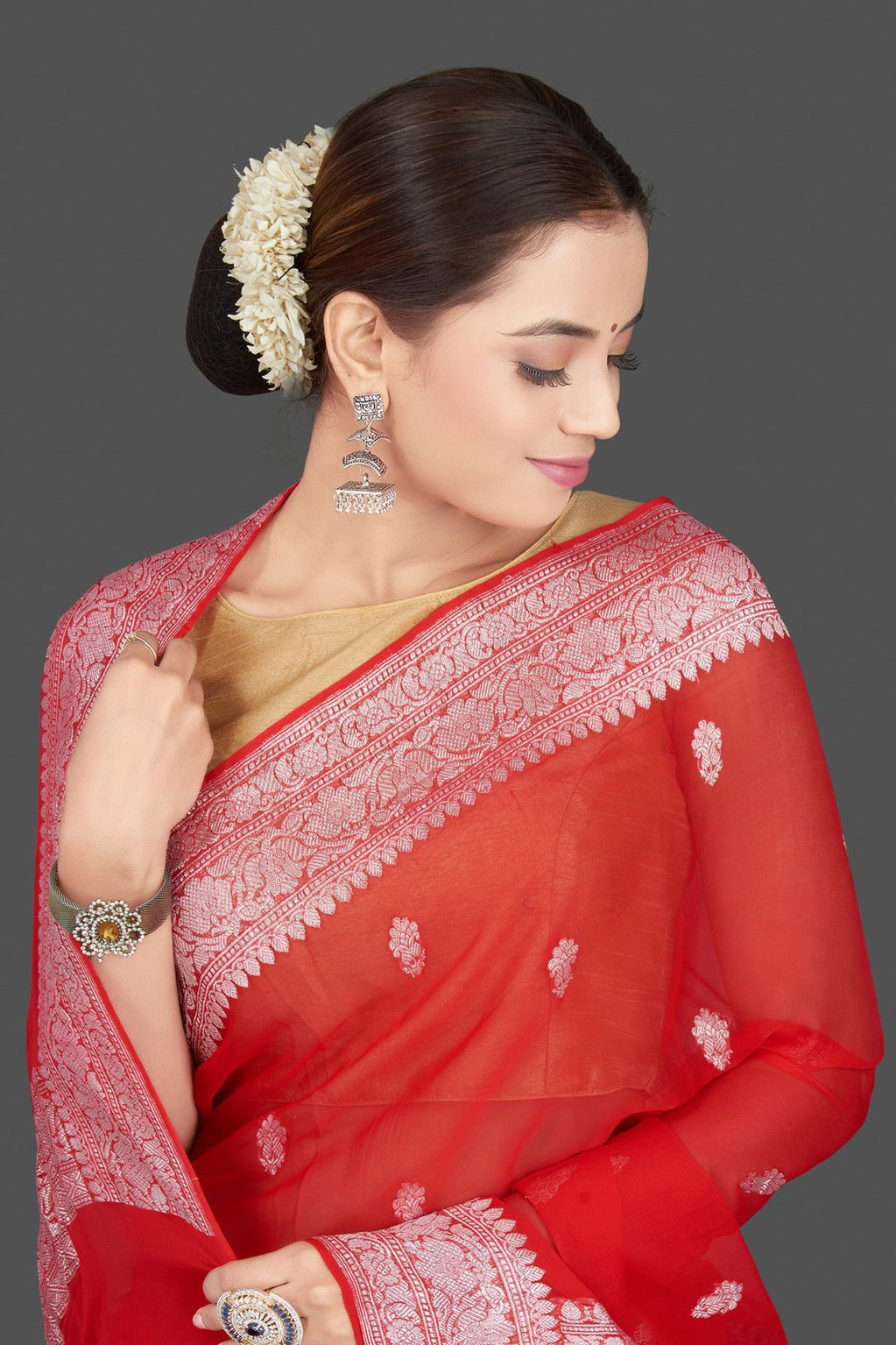 Pure Georgette Handloom Banarasi Saree