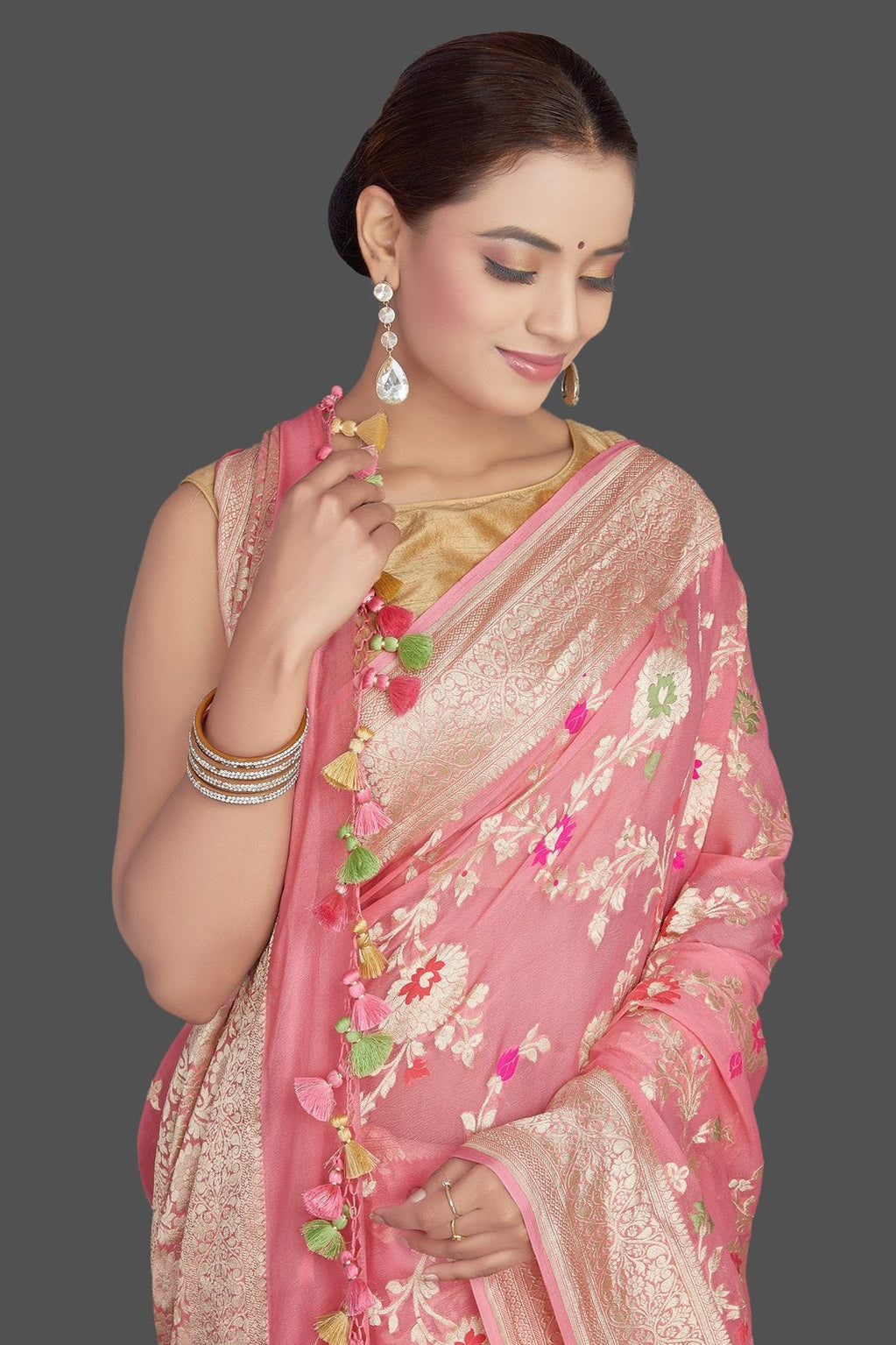 Khaddi Georgette Handloom Banarasi Saree
