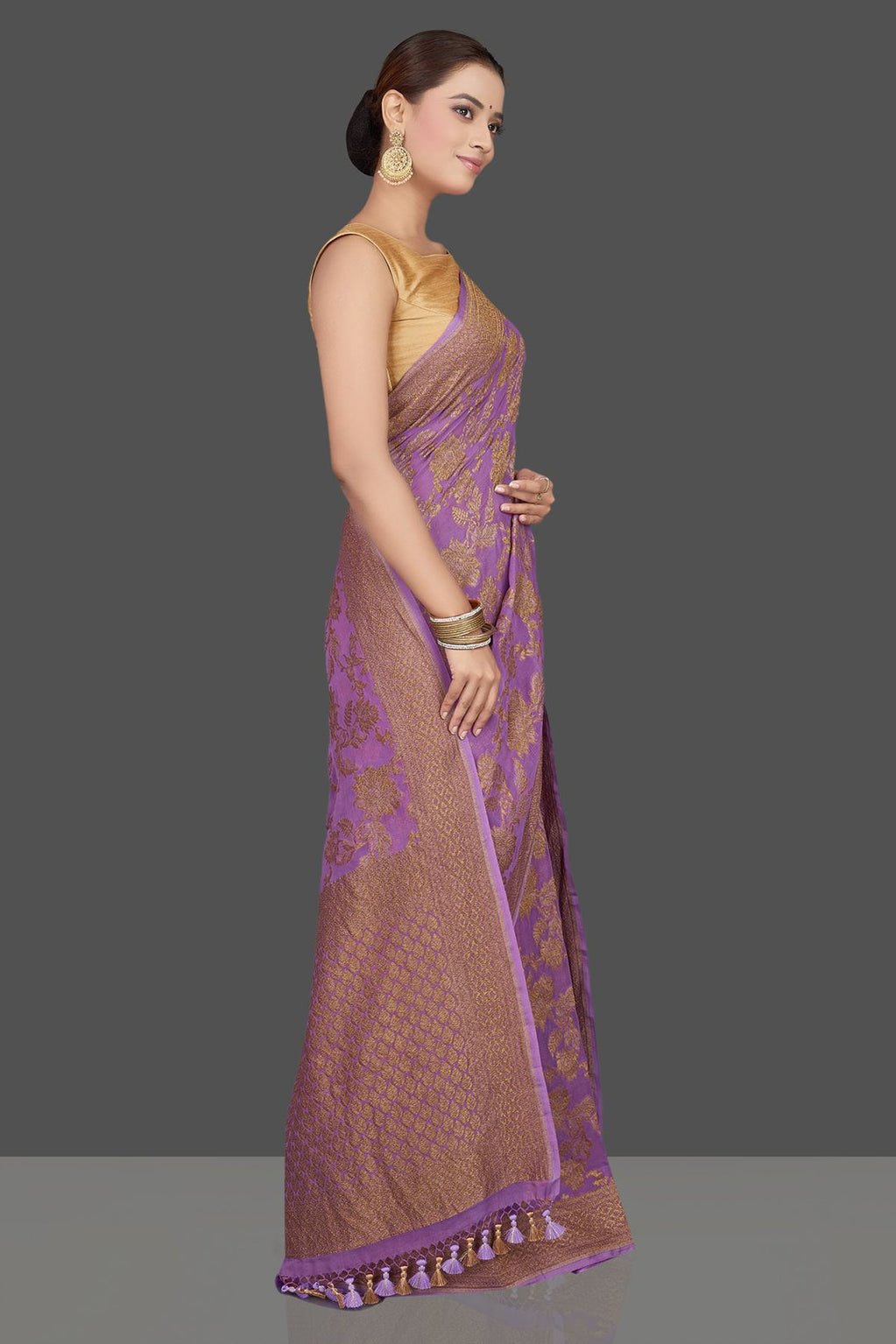 Khaddi Georgette Banarasi Saree - Antique zari