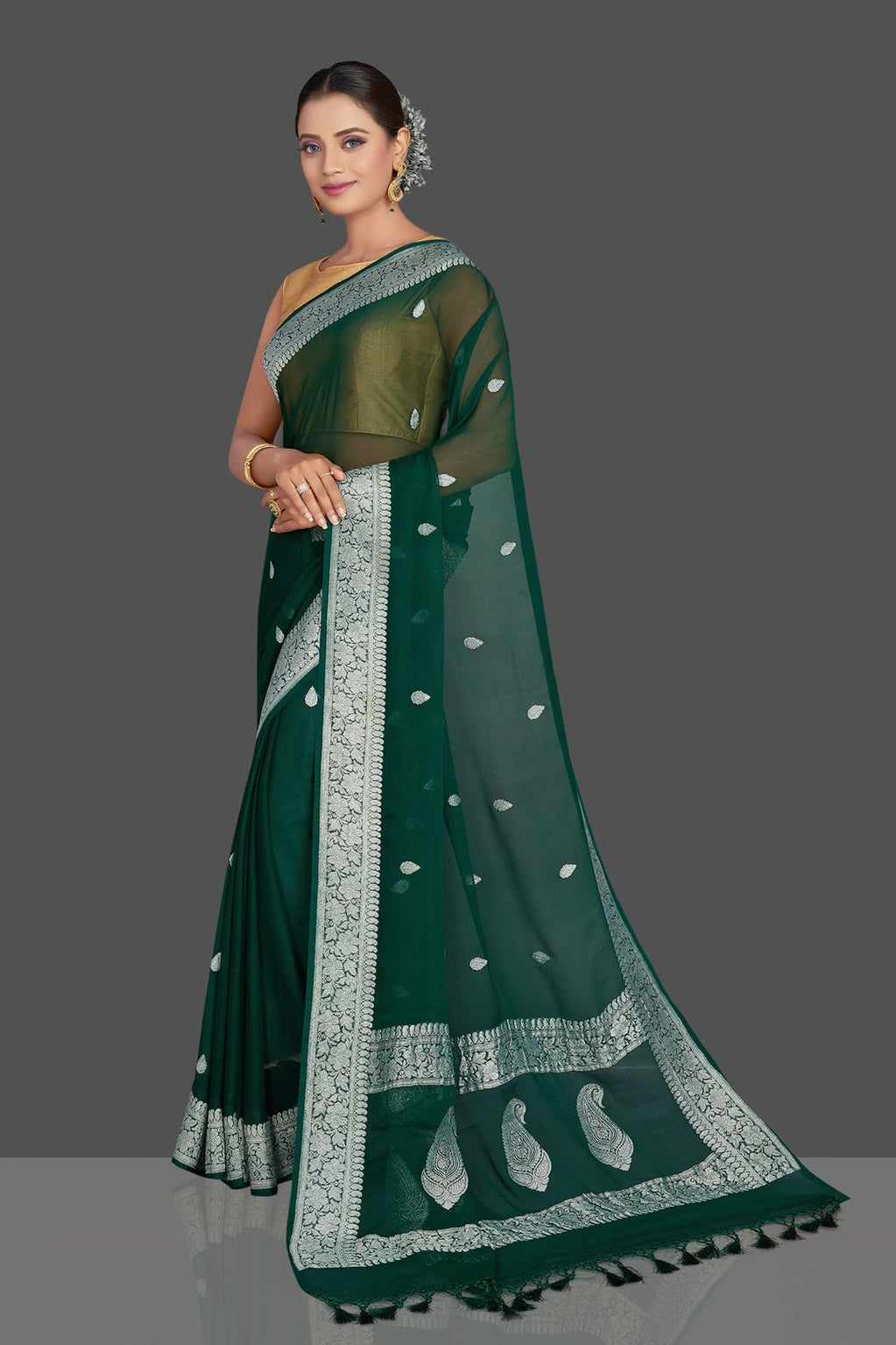 Pure Georgette Handloom Banarasi Saree