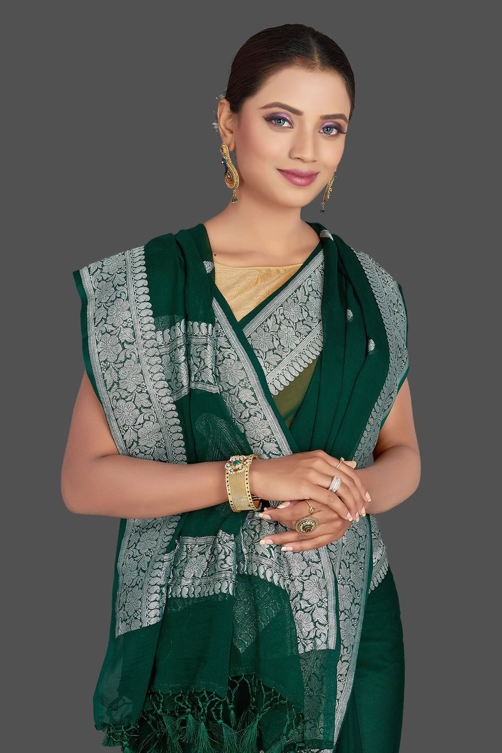 Pure Georgette Handloom Banarasi Saree