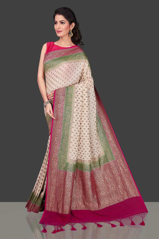 Khaddi Georgette Banarasi Saree - Antique zari