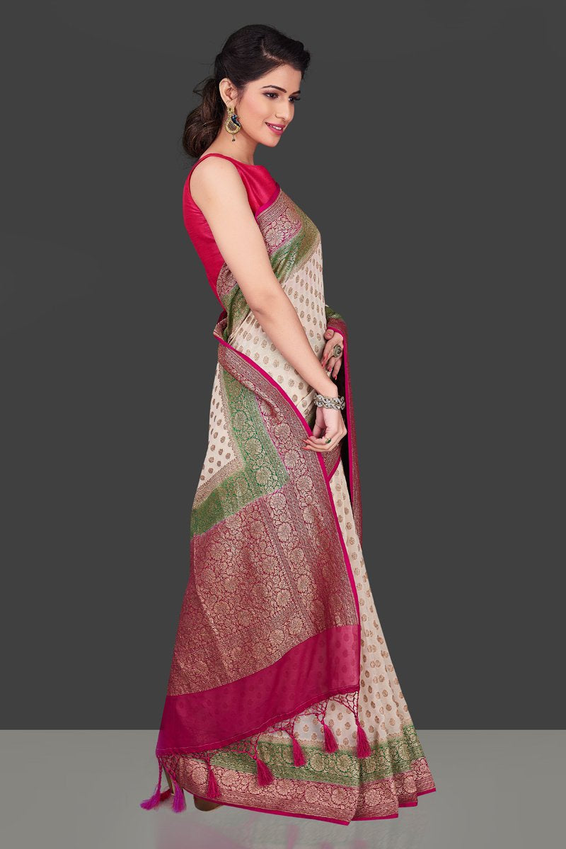 Khaddi Georgette Banarasi Saree - Antique zari