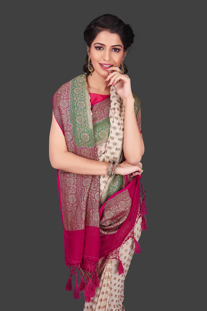 Khaddi Georgette Banarasi Saree - Antique zari