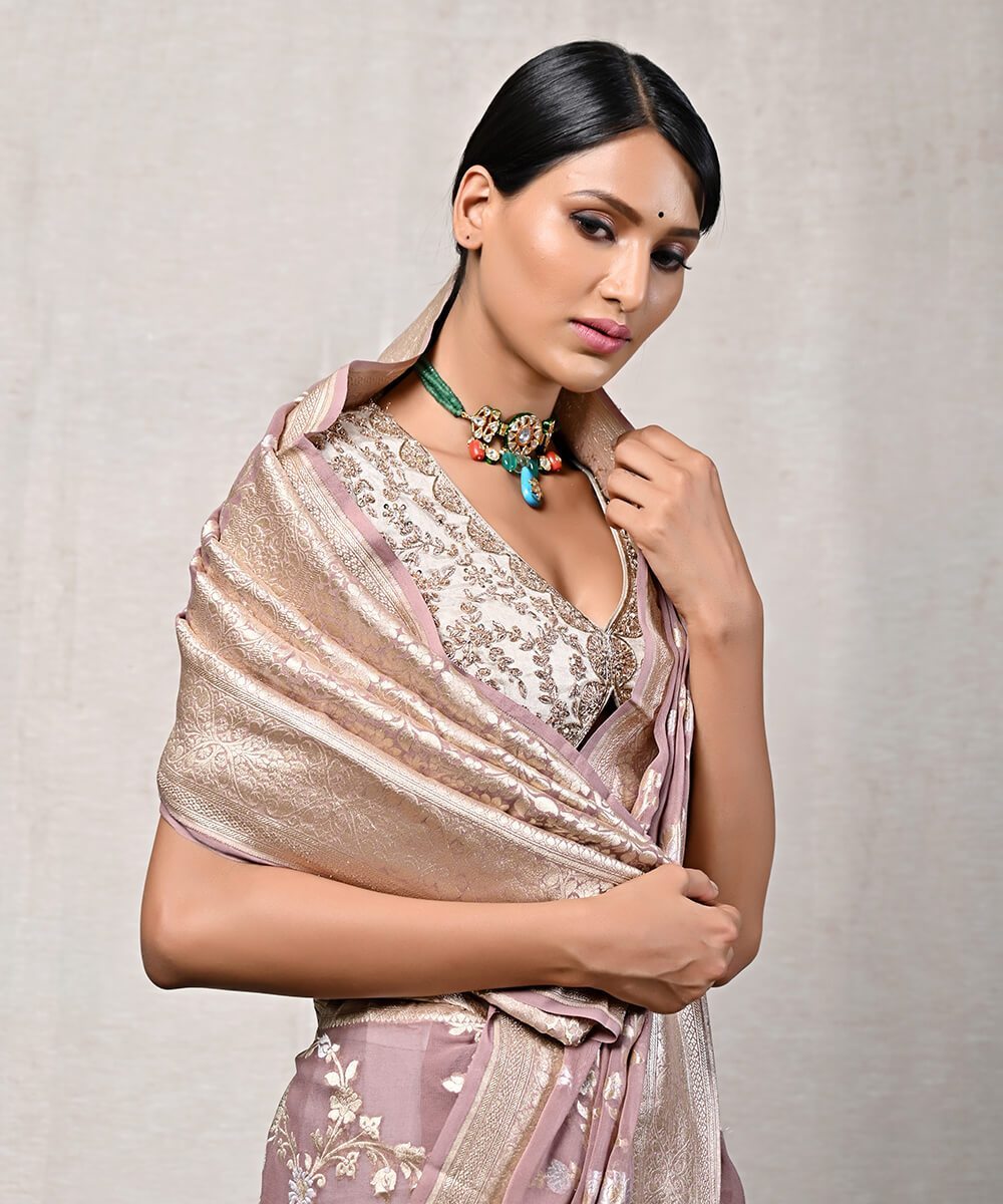 Khaddi Georgette Handloom Banarasi Saree