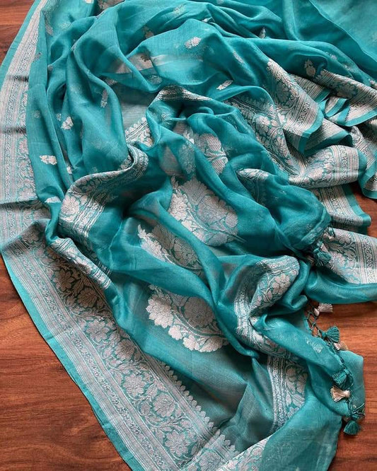 Pure Georgette Handloom Banarasi Saree