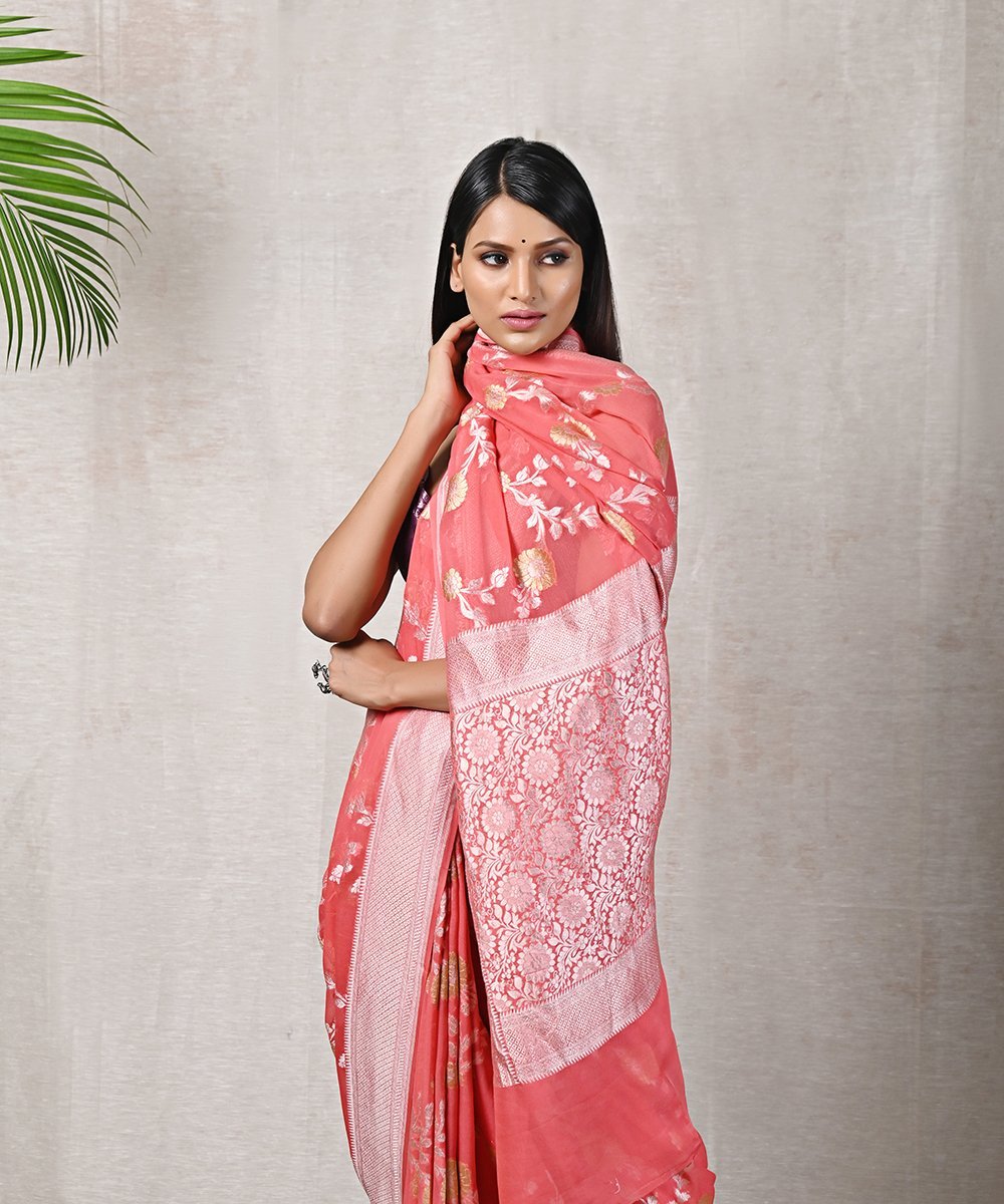 Khaddi Georgette Handloom Banarasi Saree