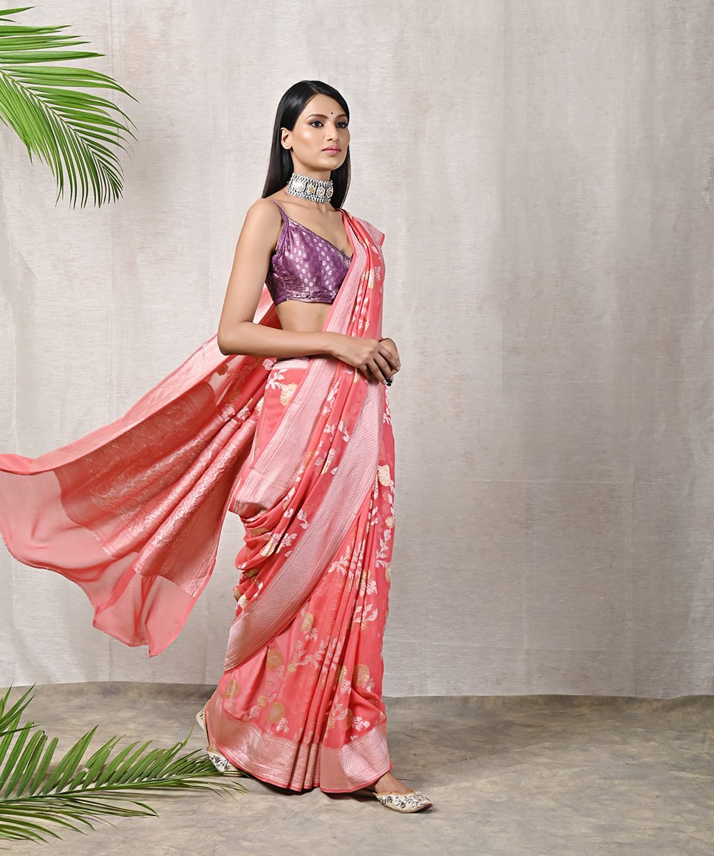 Khaddi Georgette Handloom Banarasi Saree
