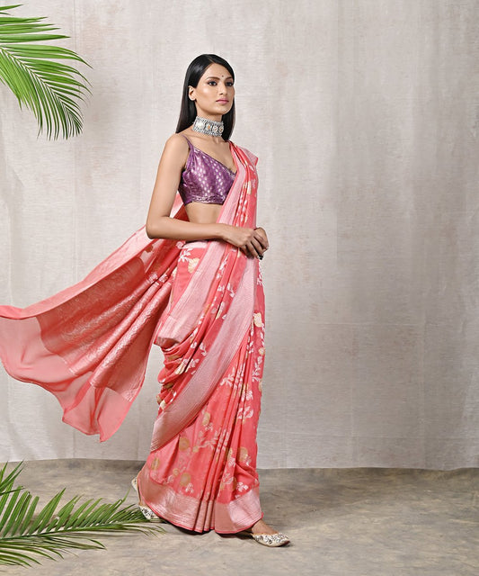 Khaddi Georgette Handloom Banarasi Saree
