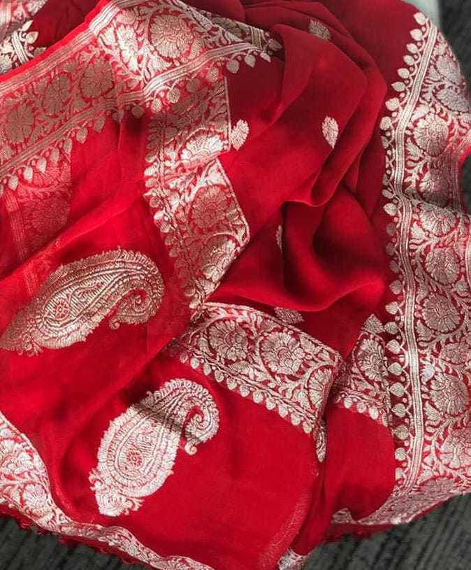 Pure Georgette Handloom Banarasi Saree