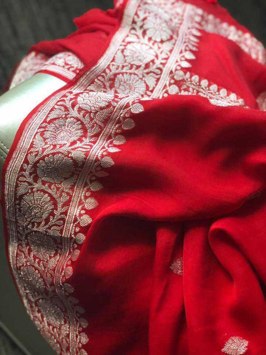Pure Georgette Handloom Banarasi Saree