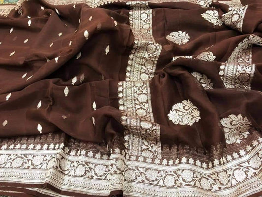 Pure Georgette Handloom Banarasi Saree