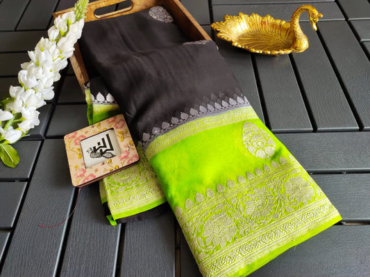 Pure Georgette Handloom Banarasi Saree