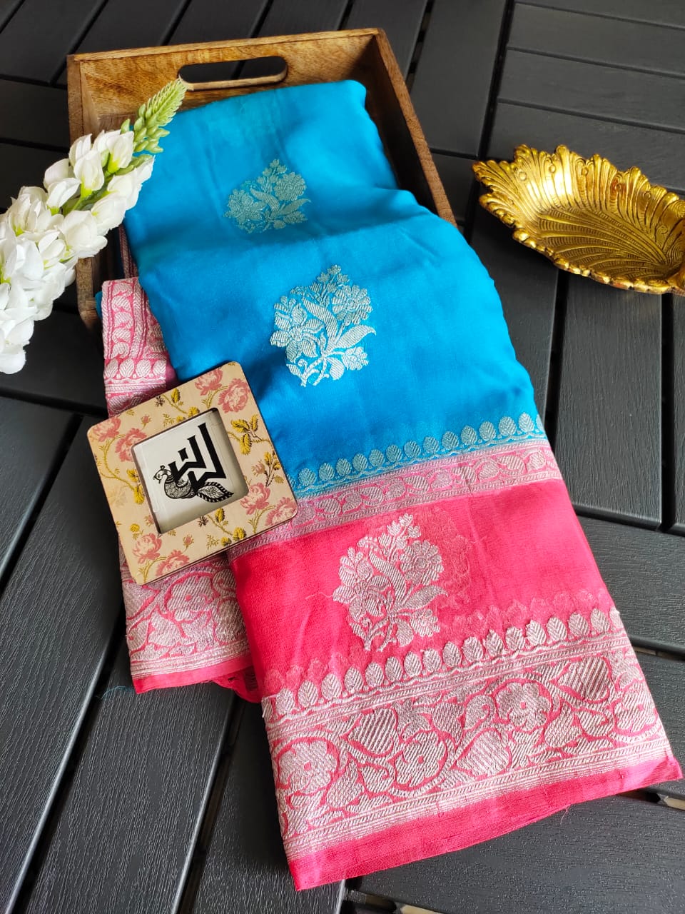 Pure Georgette Handloom Banarasi Saree