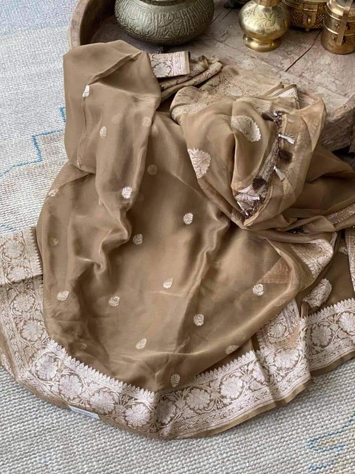 Pure Georgette Handloom Banarasi Saree