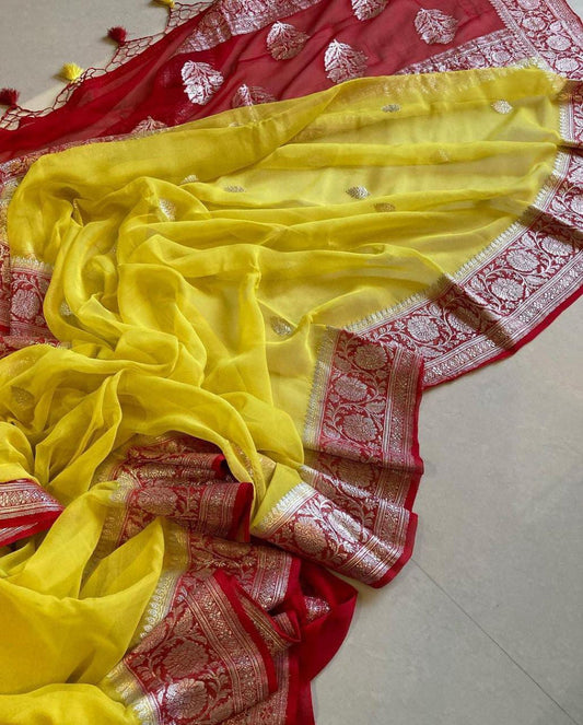 Pure Georgette Handloom Banarasi Saree