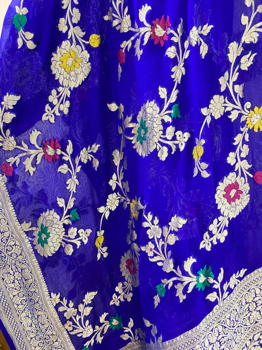 Pure Georgette Dupatta -Water Zari Meenakari