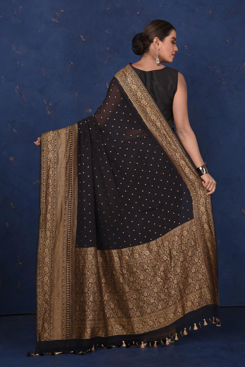 Khaddi Georgette Banarasi Saree - Antique zari