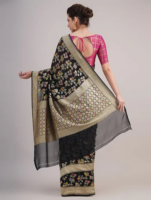 Khaddi Georgette Handloom Banarasi Saree
