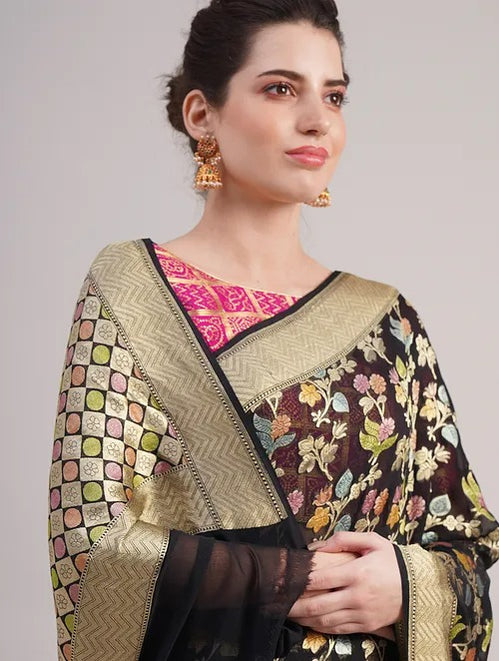 Khaddi Georgette Handloom Banarasi Saree