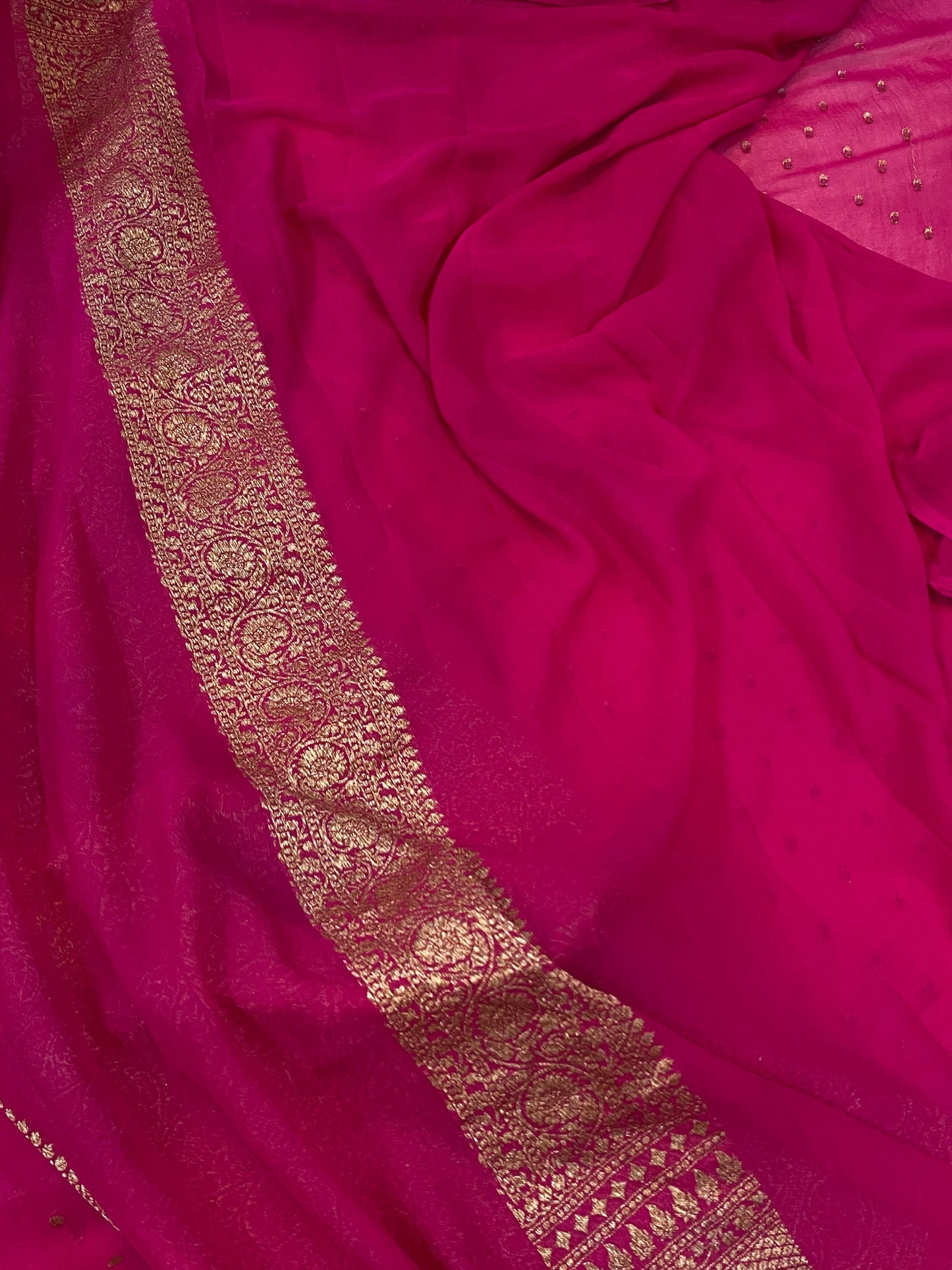 Khaddi Georgette Banarasi Saree - Antique zari