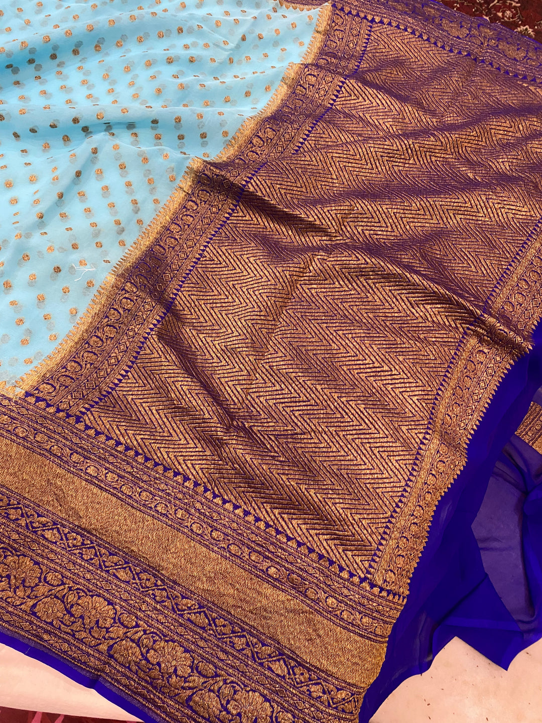 Khaddi Georgette Banarasi Saree - Antique zari