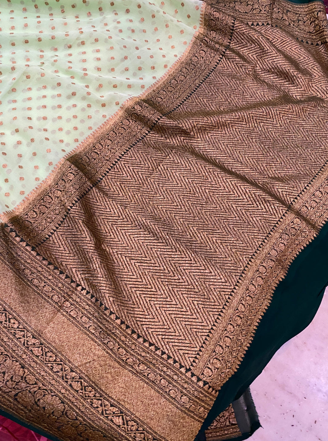Khaddi Georgette Banarasi Saree - Antique zari