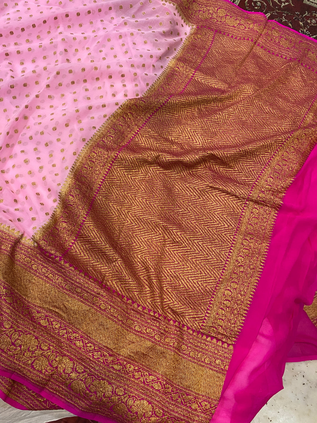 Khaddi Georgette Banarasi Saree - Antique zari