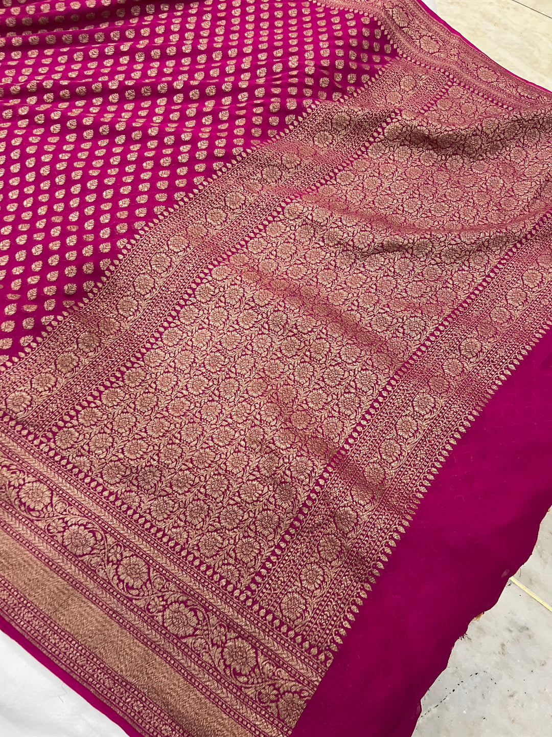 Khaddi Georgette Banarasi Saree - Antique zari
