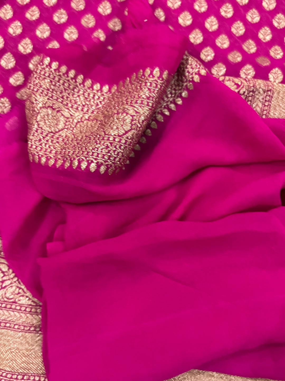 Khaddi Georgette Banarasi Saree - Antique zari