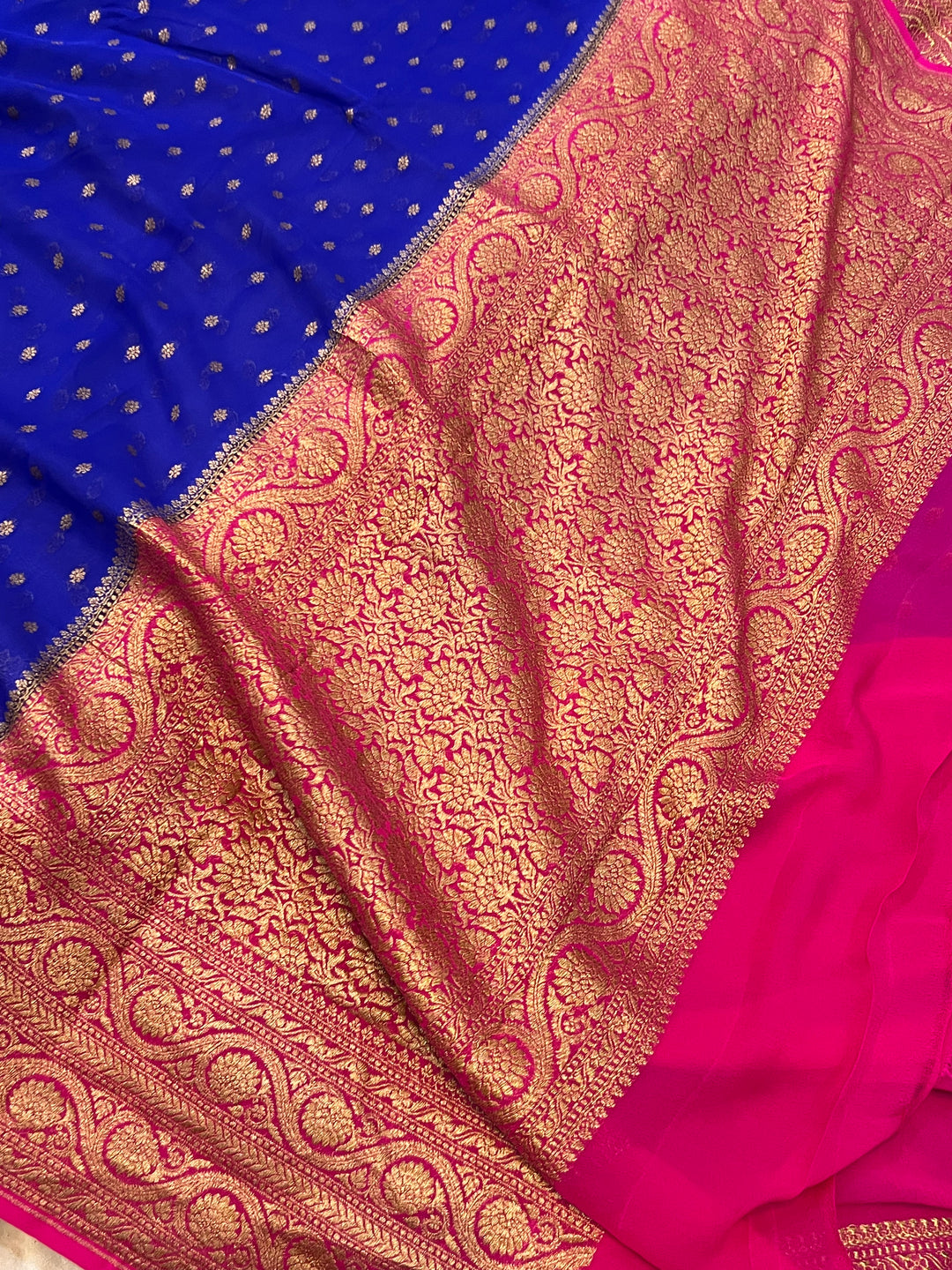 Khaddi Georgette Banarasi Saree - Antique zari