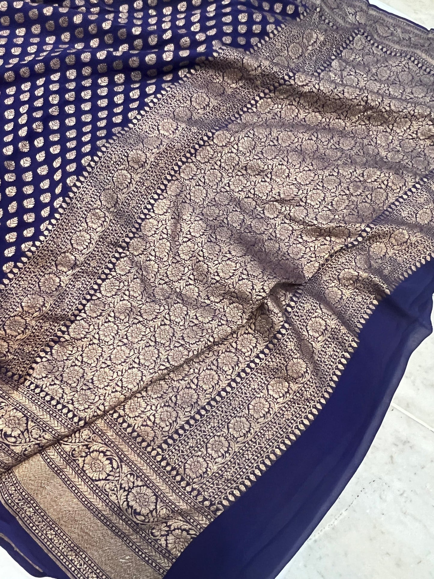 Khaddi Georgette Banarasi Saree - Antique zari