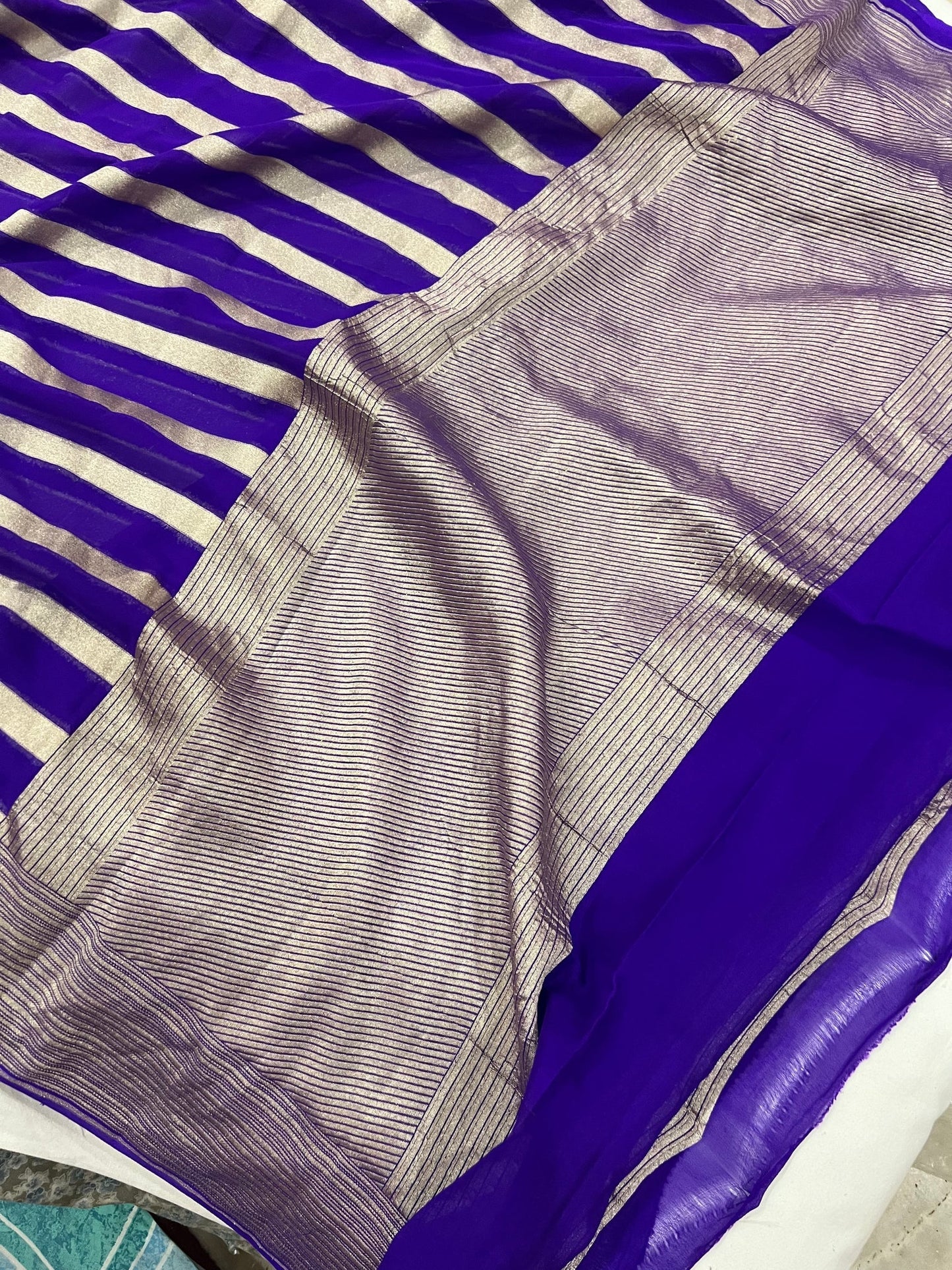 Khaddi Georgette Handloom Banarasi Saree