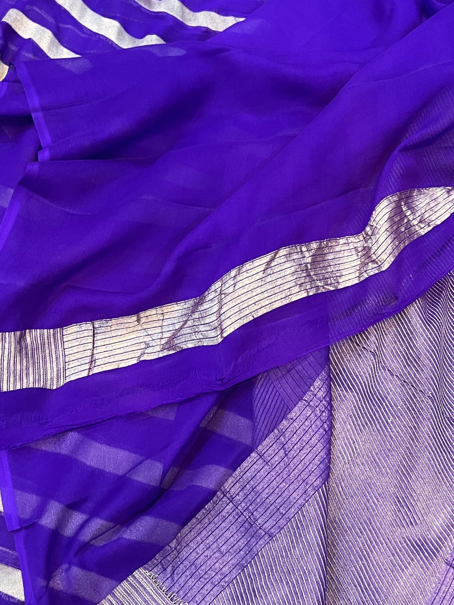 Khaddi Georgette Handloom Banarasi Saree
