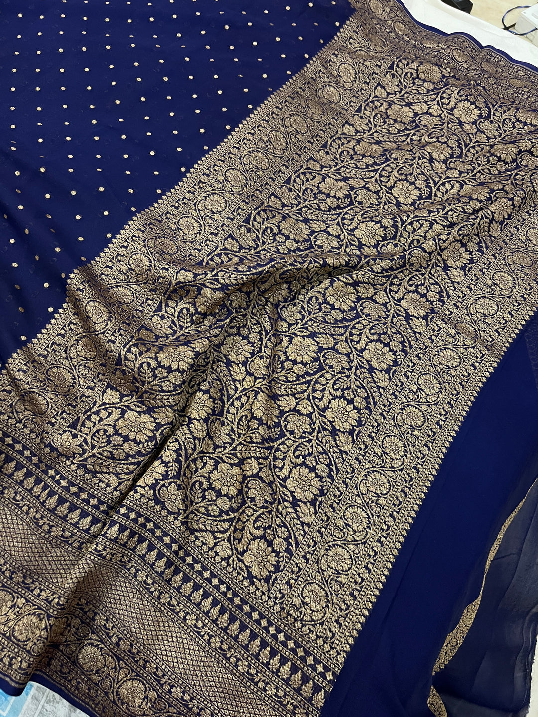 Khaddi Georgette Banarasi Saree - Antique zari