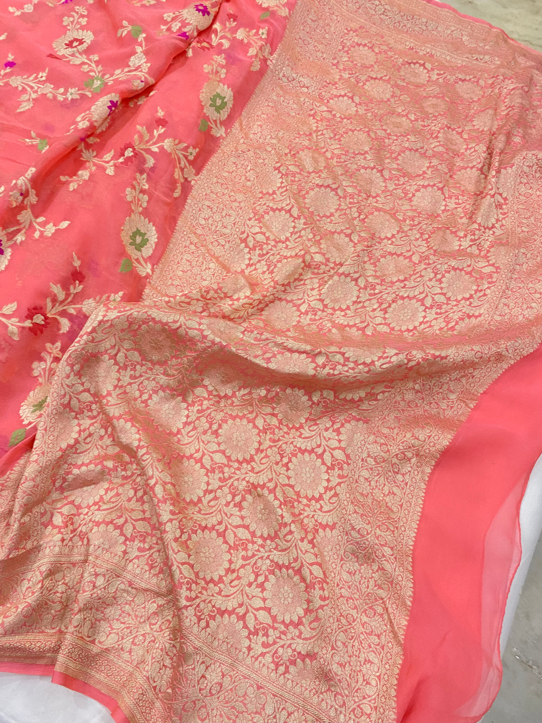 Khaddi Georgette Handloom Banarasi Saree