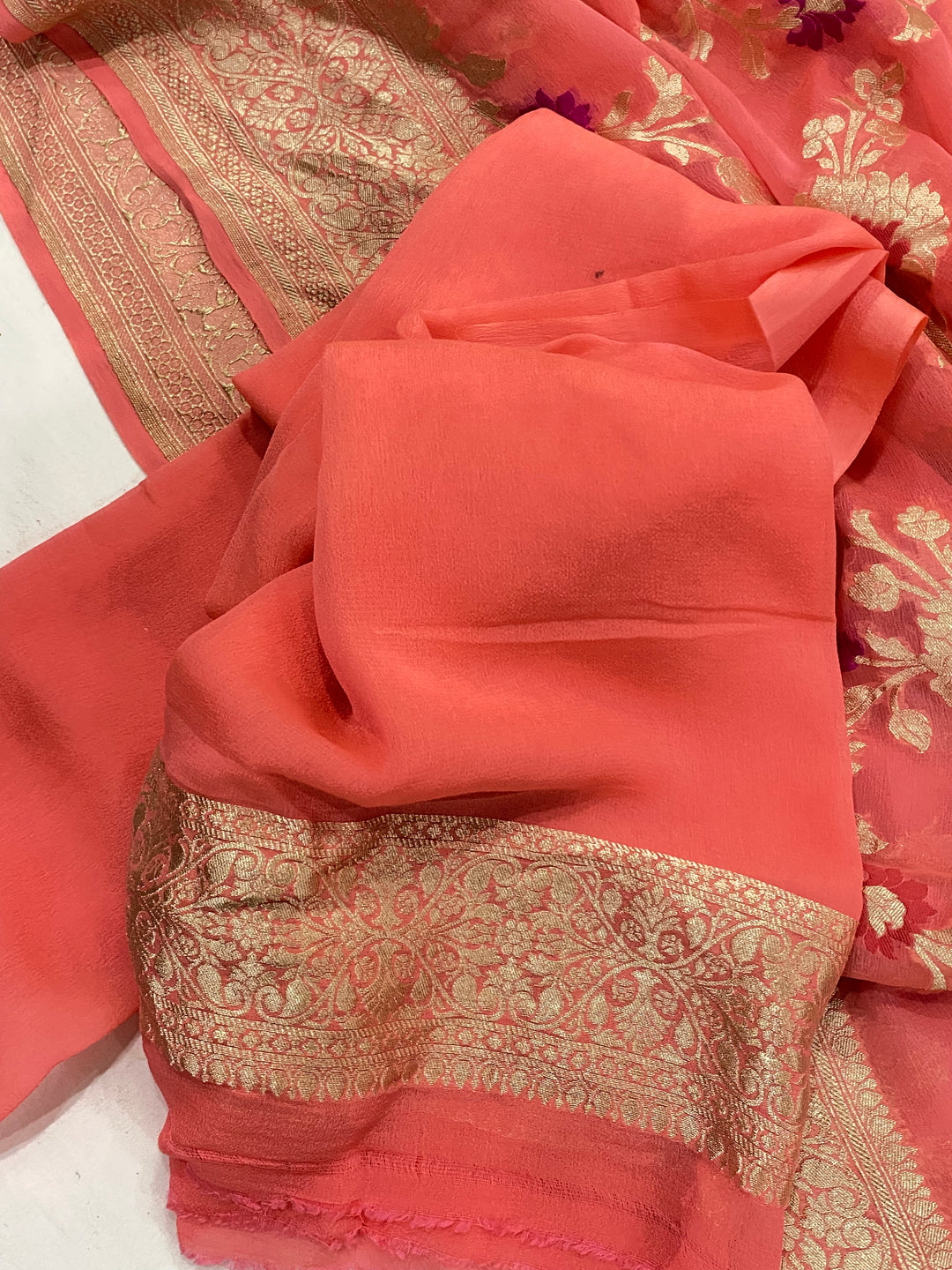 Khaddi Georgette Handloom Banarasi Saree