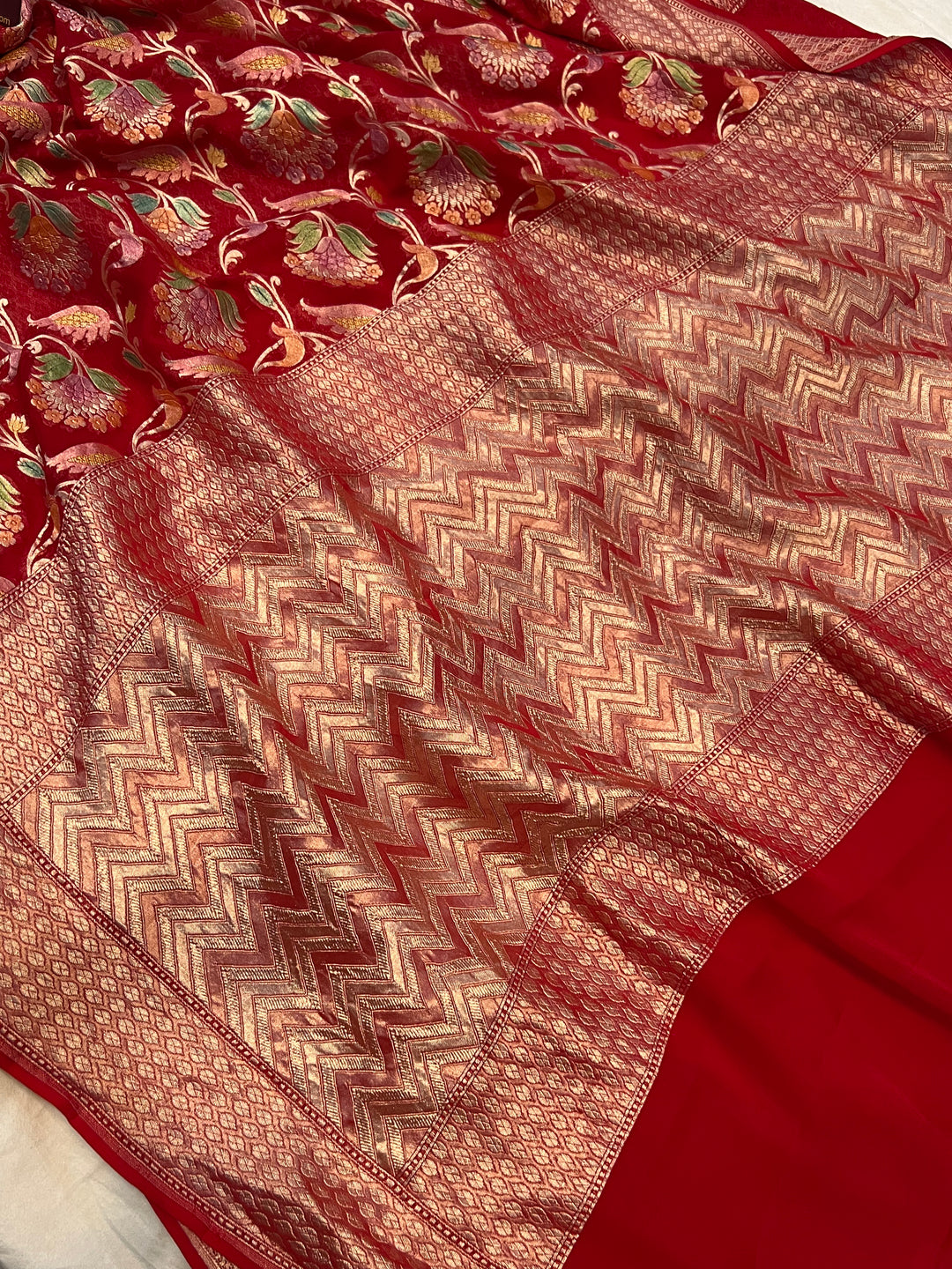 Khaddi Georgette Handloom Banarasi Saree