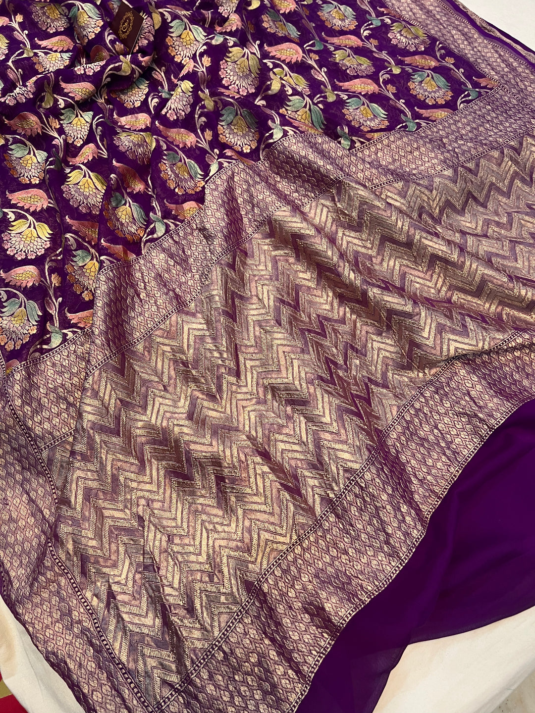 Khaddi Georgette Handloom Banarasi Saree