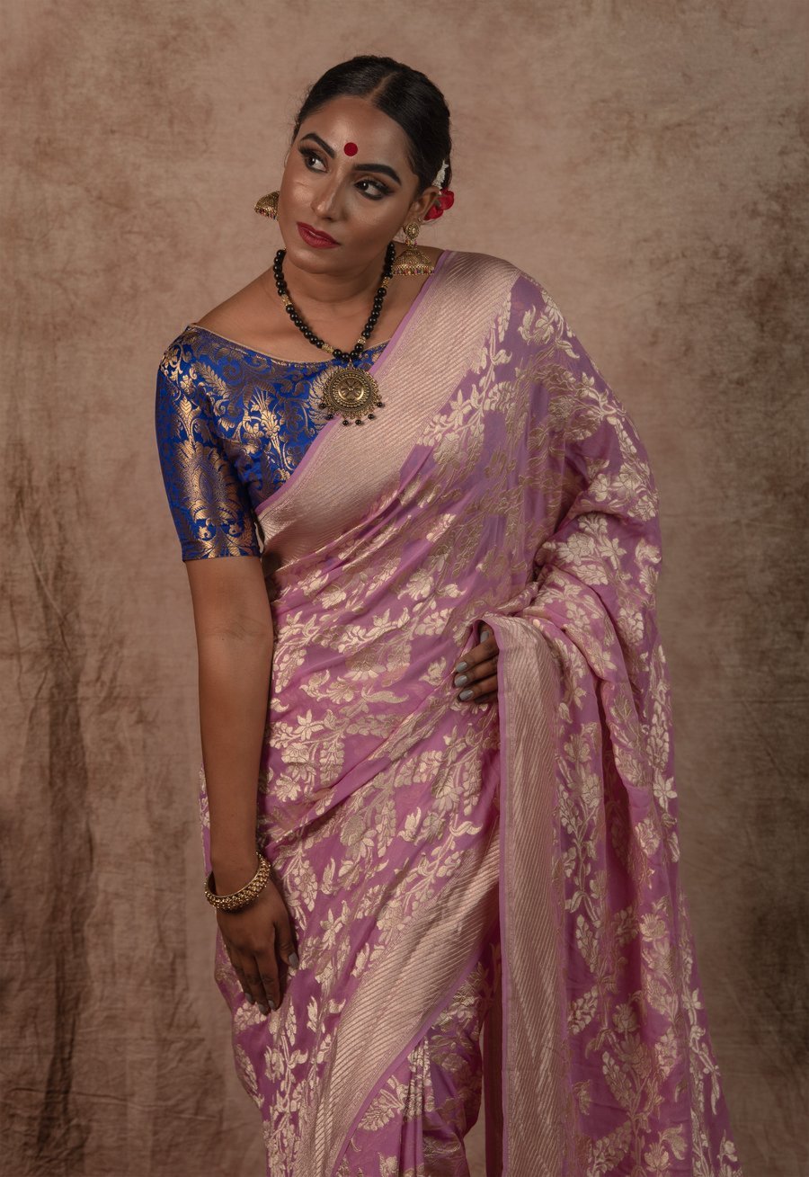 Khaddi Georgette Handloom Banarasi Saree