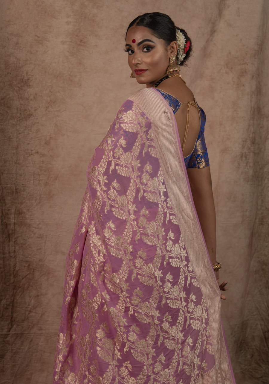 Khaddi Georgette Handloom Banarasi Saree