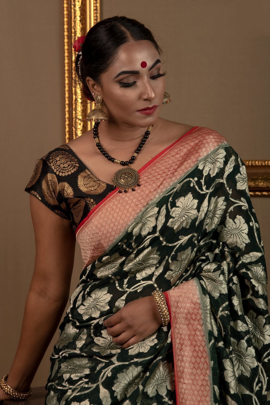 Khaddi Georgette Handloom Banarasi Saree