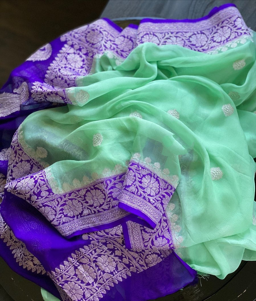 Pure Georgette Handloom Banarasi Saree