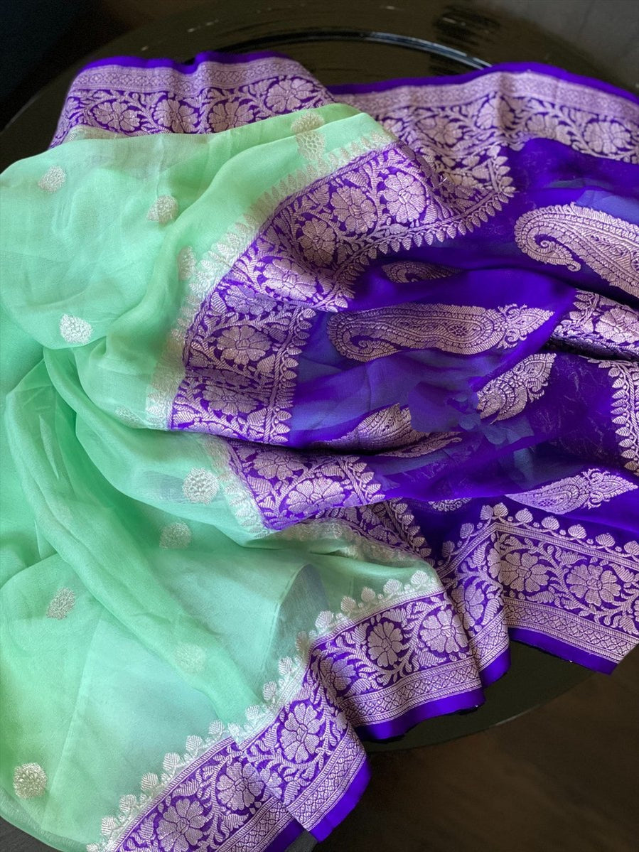 Pure Georgette Handloom Banarasi Saree
