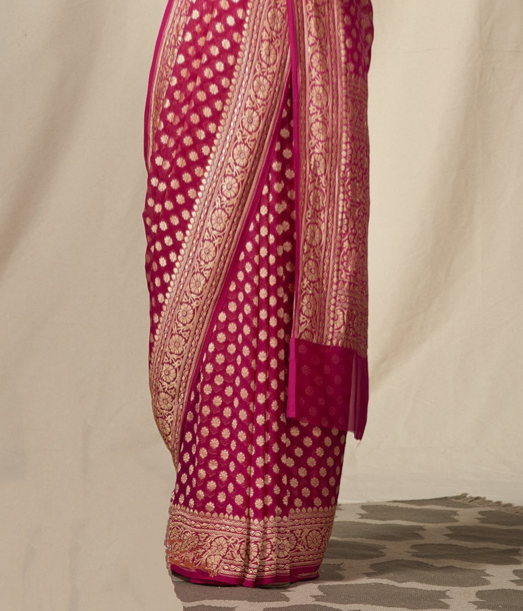 Khaddi Georgette Banarasi Saree - Gold zari