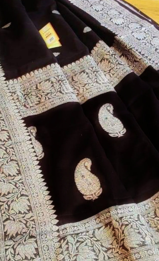 Pure Georgette Handloom Banarasi Saree