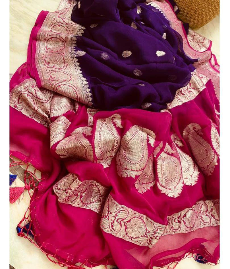 Pure Georgette Handloom Banarasi Saree