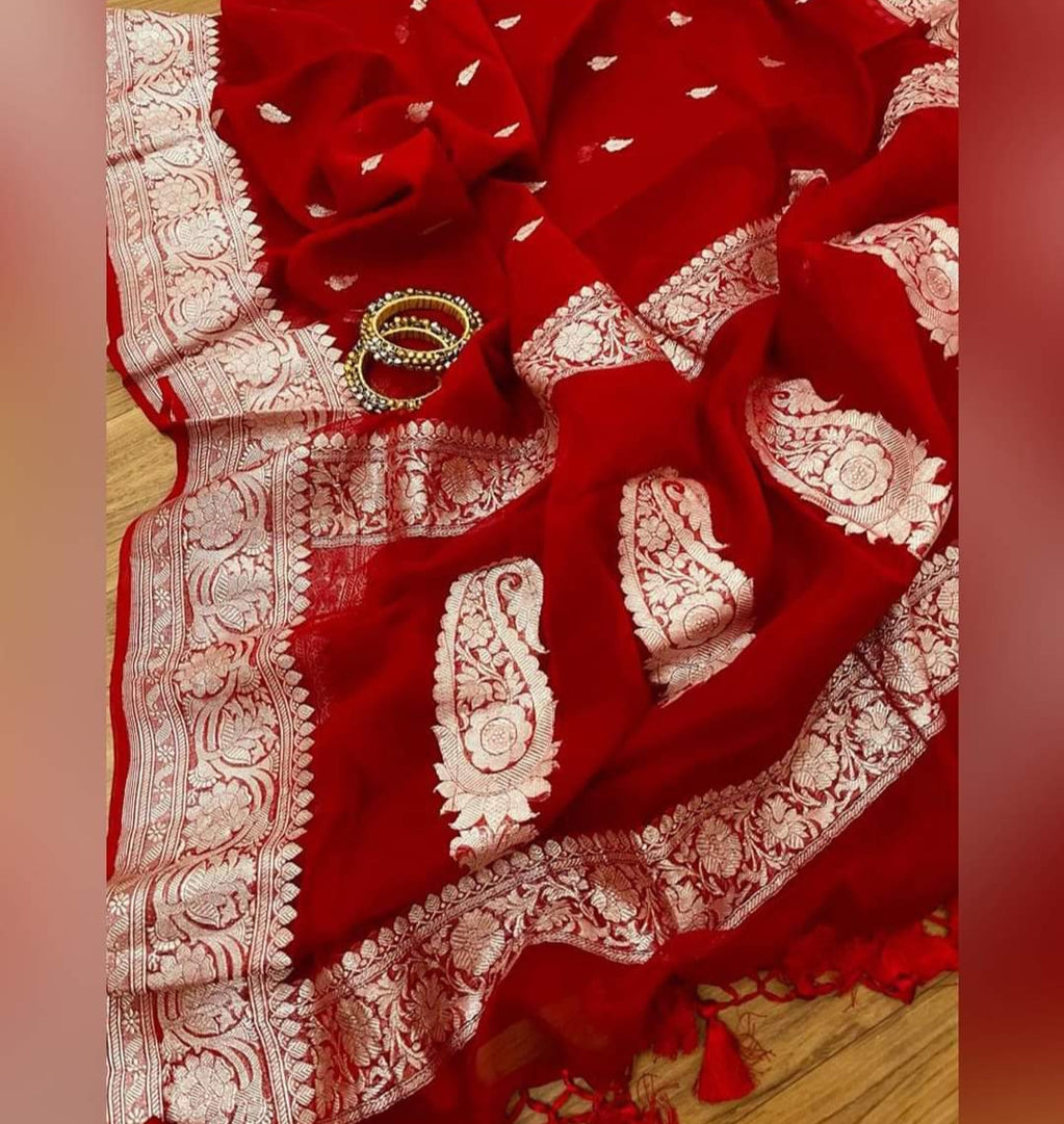 Pure Georgette Handloom Banarasi Saree